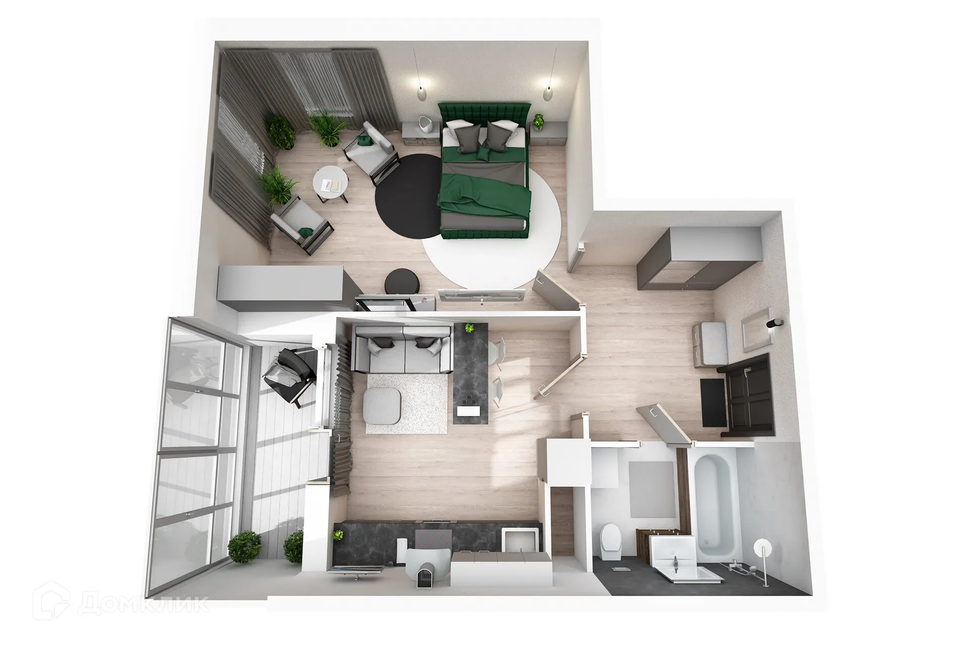 Планировка 1-комнатной квартиры 44.47 м² в ЖК Новикола, г. Санкт-Петербург — фото 2