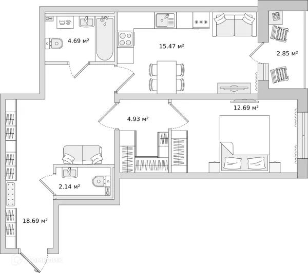 Квартира в ЖК ЦДС "Чёрная Речка"