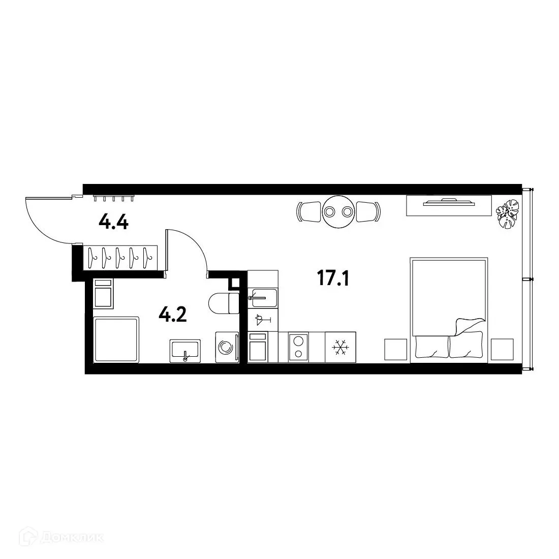 Планировка студии квартиры 25.7 м² в ЖК МОСКО, г. Санкт-Петербург — фото 1