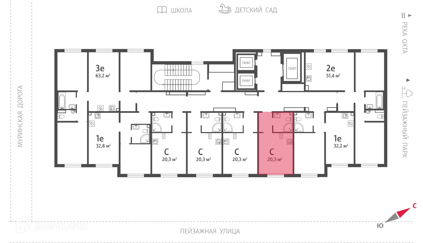 Планировка студии квартиры 20.3 м² в ЖК Цветной город, г. Санкт-Петербург — фото 2