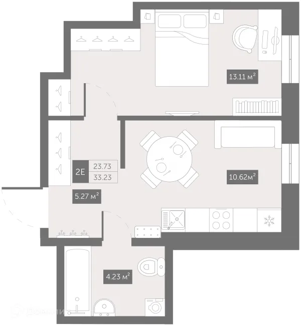 Планировка 1 комн. в ЖК Zoom Черная Речка