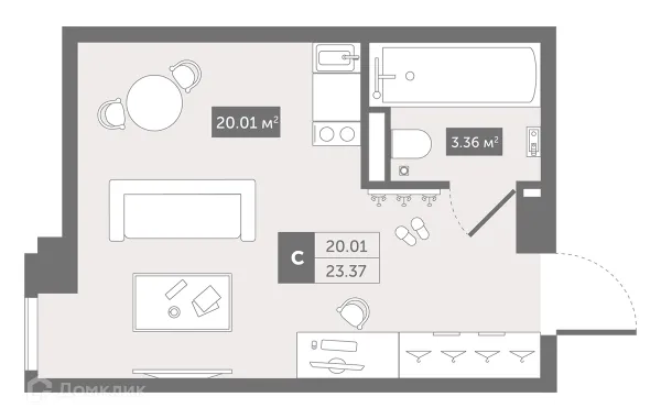 Планировка Студия в ЖК Zoom Черная Речка