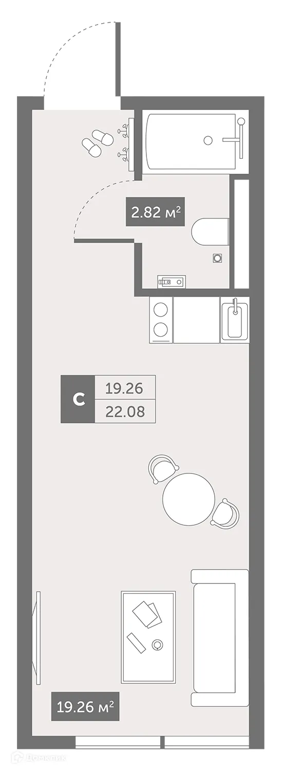 Планировка студии квартиры 31.16 м² в ЖК Zoom Черная Речка, г. Санкт-Петербург — фото 1