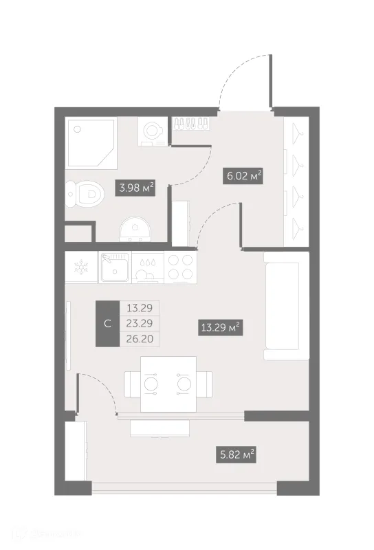 Планировка Студия в ЖК UP-квартал Новый Московский