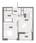 Планировка студии квартиры 25.5 м² в ЖК UP-квартал Новый Московский, г. Санкт-Петербург — фото 1