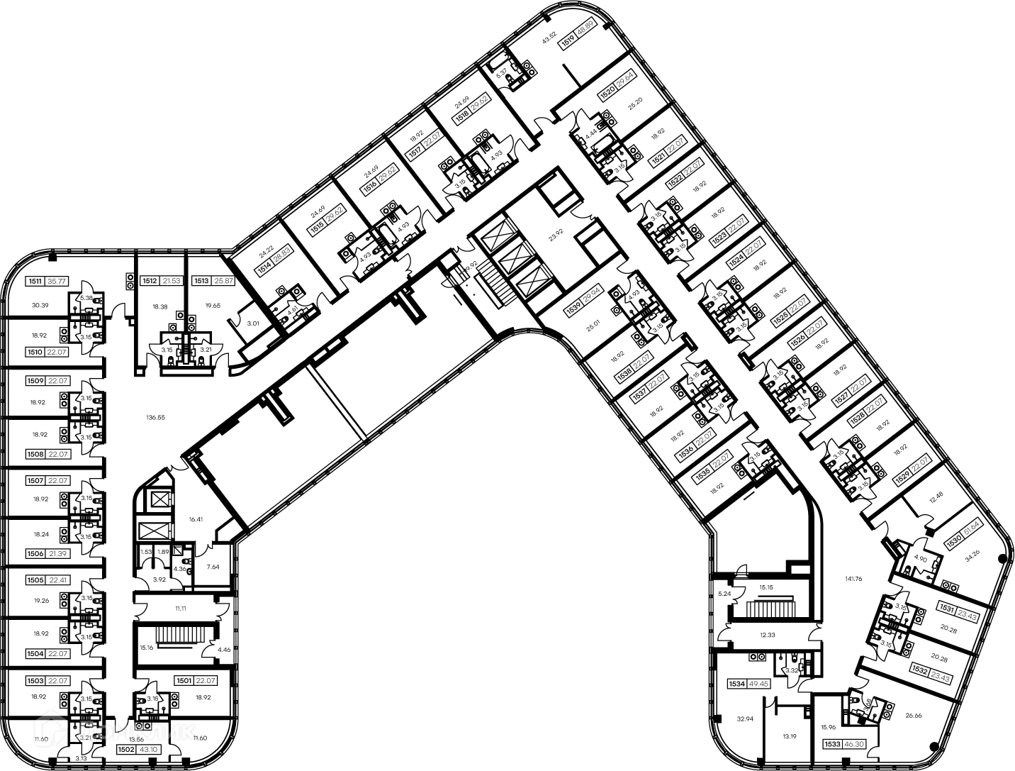 Планировка студии квартиры 21.4 м² в ЖК GloraX Заневский, г. Санкт-Петербург — фото 2