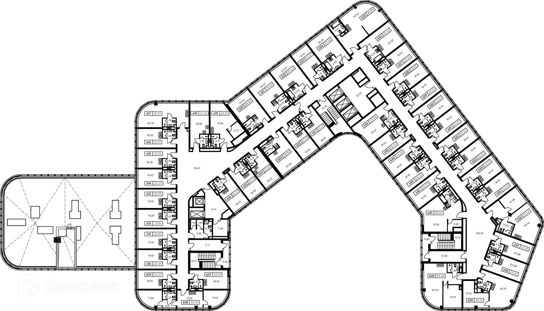 Планировка 1-комнатной квартиры 46.1 м² в ЖК GloraX Заневский, г. Санкт-Петербург — фото 2