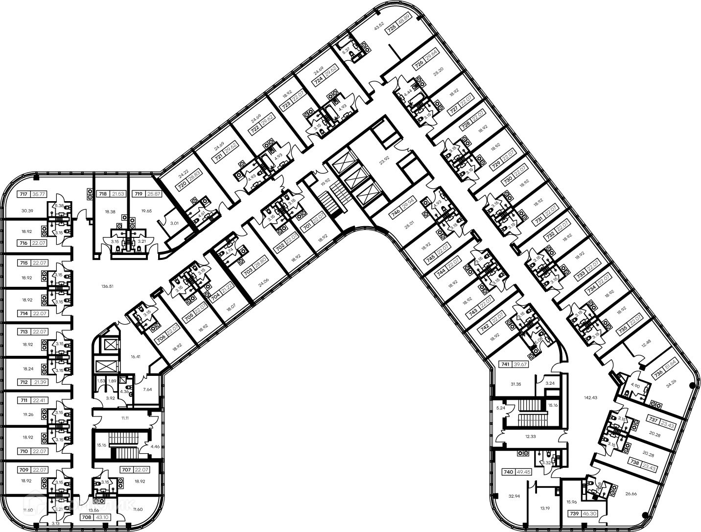 Планировка 2-комнатной квартиры 40.9 м² в ЖК GloraX Заневский, г. Санкт-Петербург — фото 2