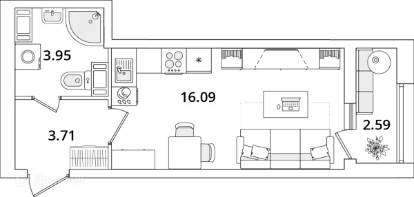Планировка Студия в ЖК БелАрт