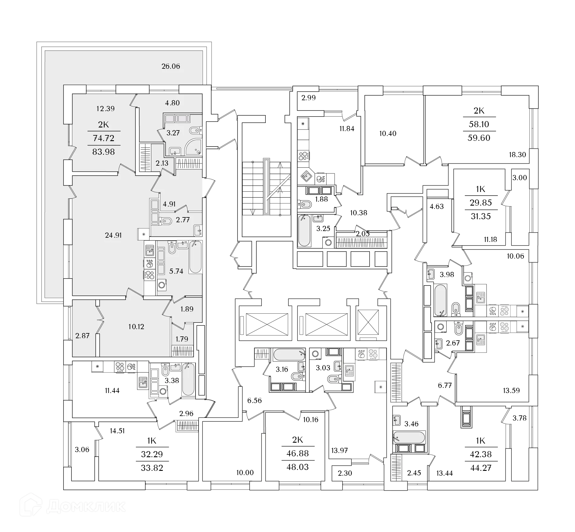 Планировка 2-комнатной квартиры 83.3 м² в ЖК БелАрт, г. Санкт-Петербург — фото 5
