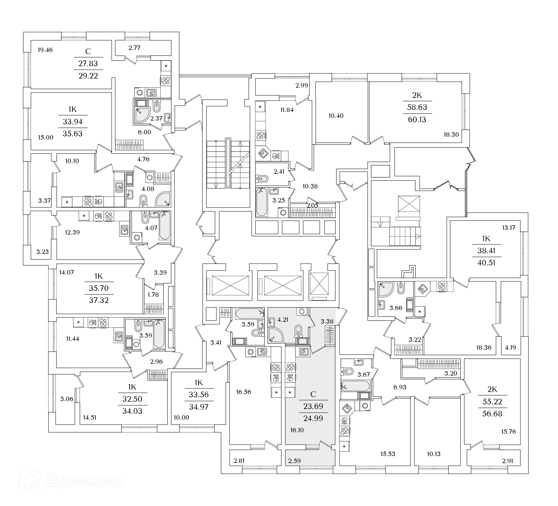 Планировка студии квартиры 25.1 м² в ЖК БелАрт, г. Санкт-Петербург — фото 2