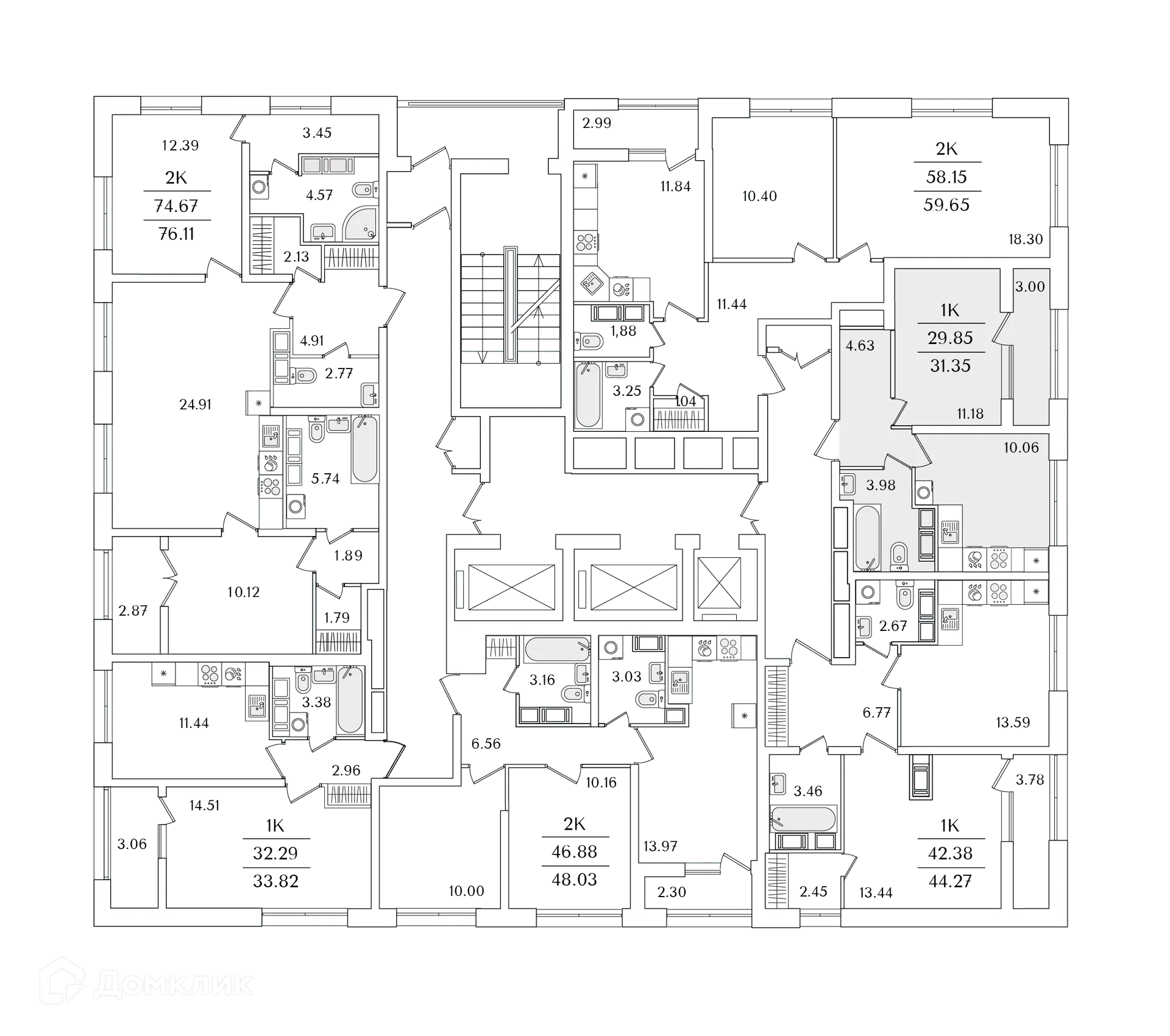 Планировка 1-комнатной квартиры 31.1 м² в ЖК БелАрт, г. Санкт-Петербург — фото 2