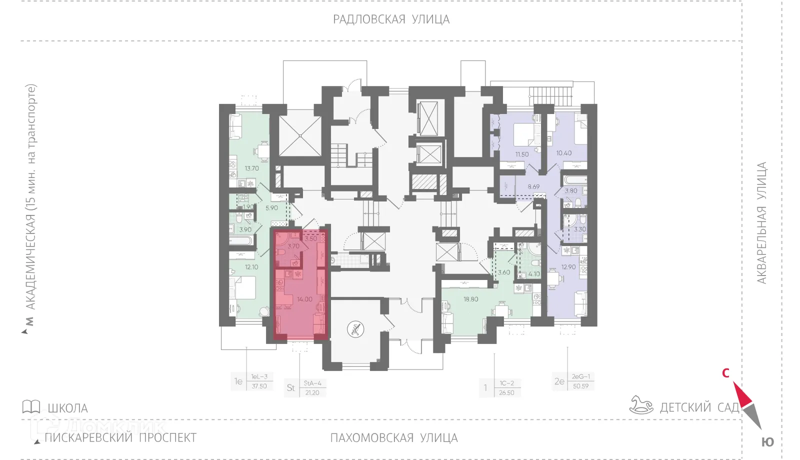 Планировка студии квартиры 21.2 м² в ЖК Ручьи, г. Санкт-Петербург — фото 2