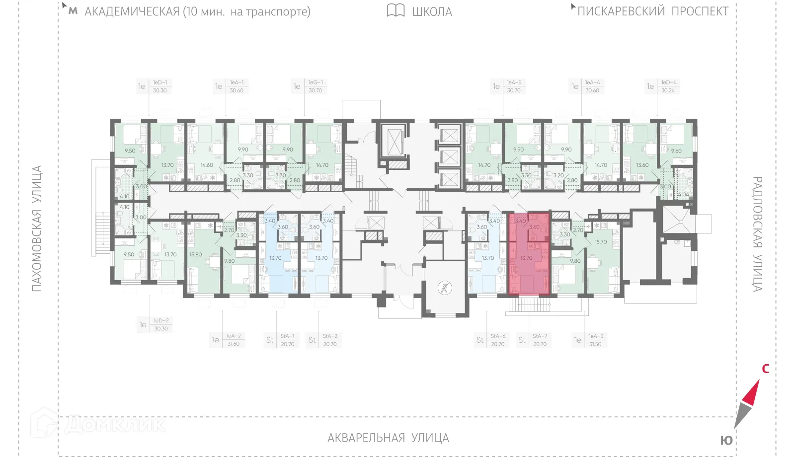 Планировка студии квартиры 20.7 м² в ЖК Ручьи, г. Санкт-Петербург — фото 2