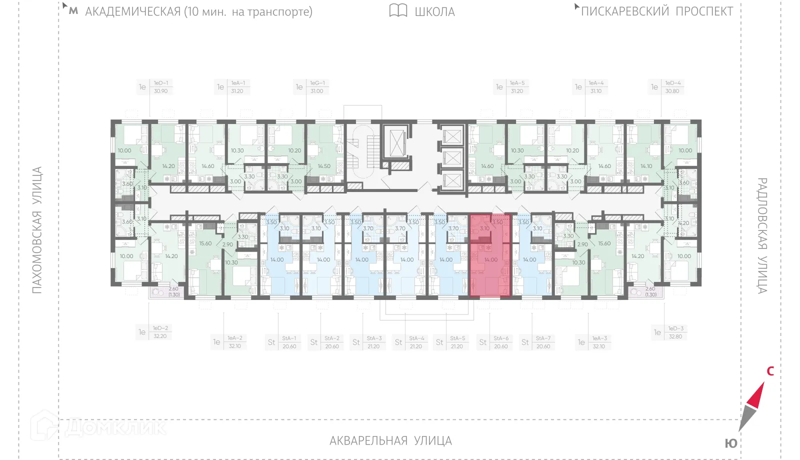 Планировка студии квартиры 20.6 м² в ЖК Ручьи, г. Санкт-Петербург — фото 2