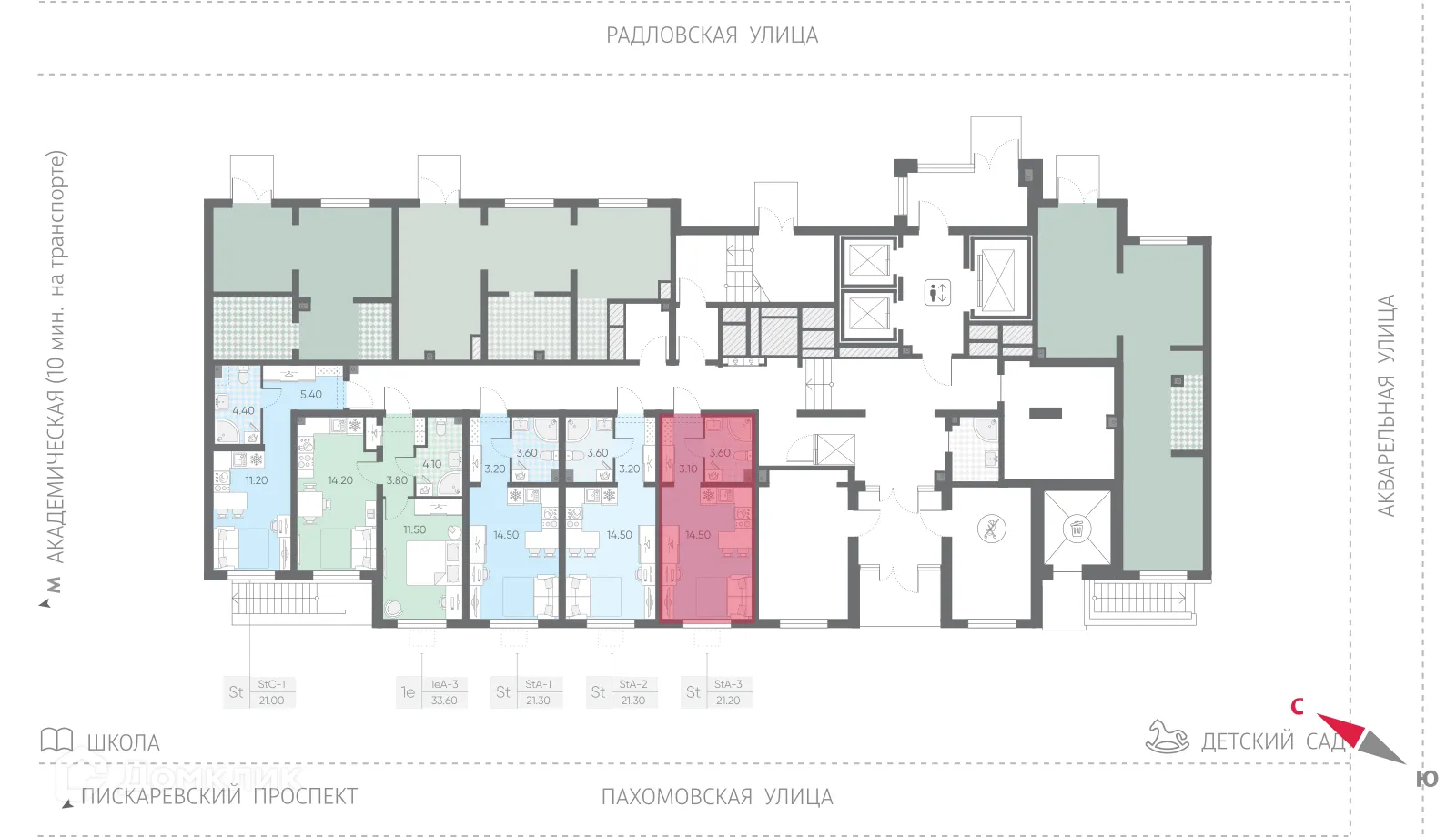 Планировка студии квартиры 21.2 м² в ЖК Ручьи, г. Санкт-Петербург — фото 2