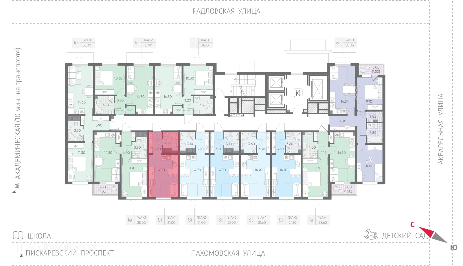 Планировка студии квартиры 21 м² в ЖК Ручьи, г. Санкт-Петербург — фото 2