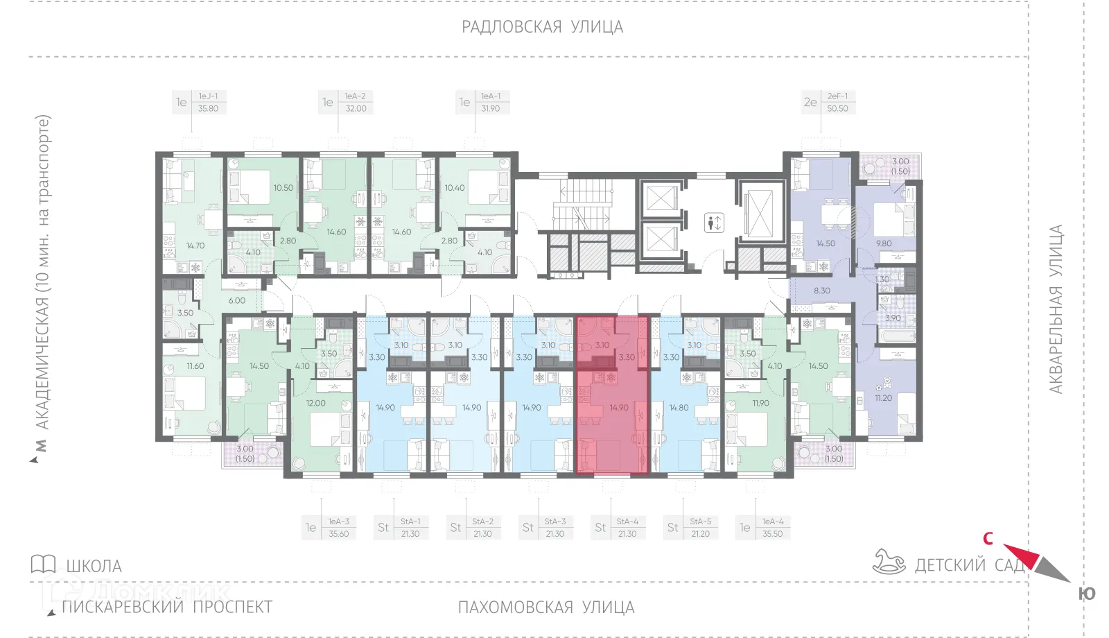 Планировка студии квартиры 21.3 м² в ЖК Ручьи, г. Санкт-Петербург — фото 2