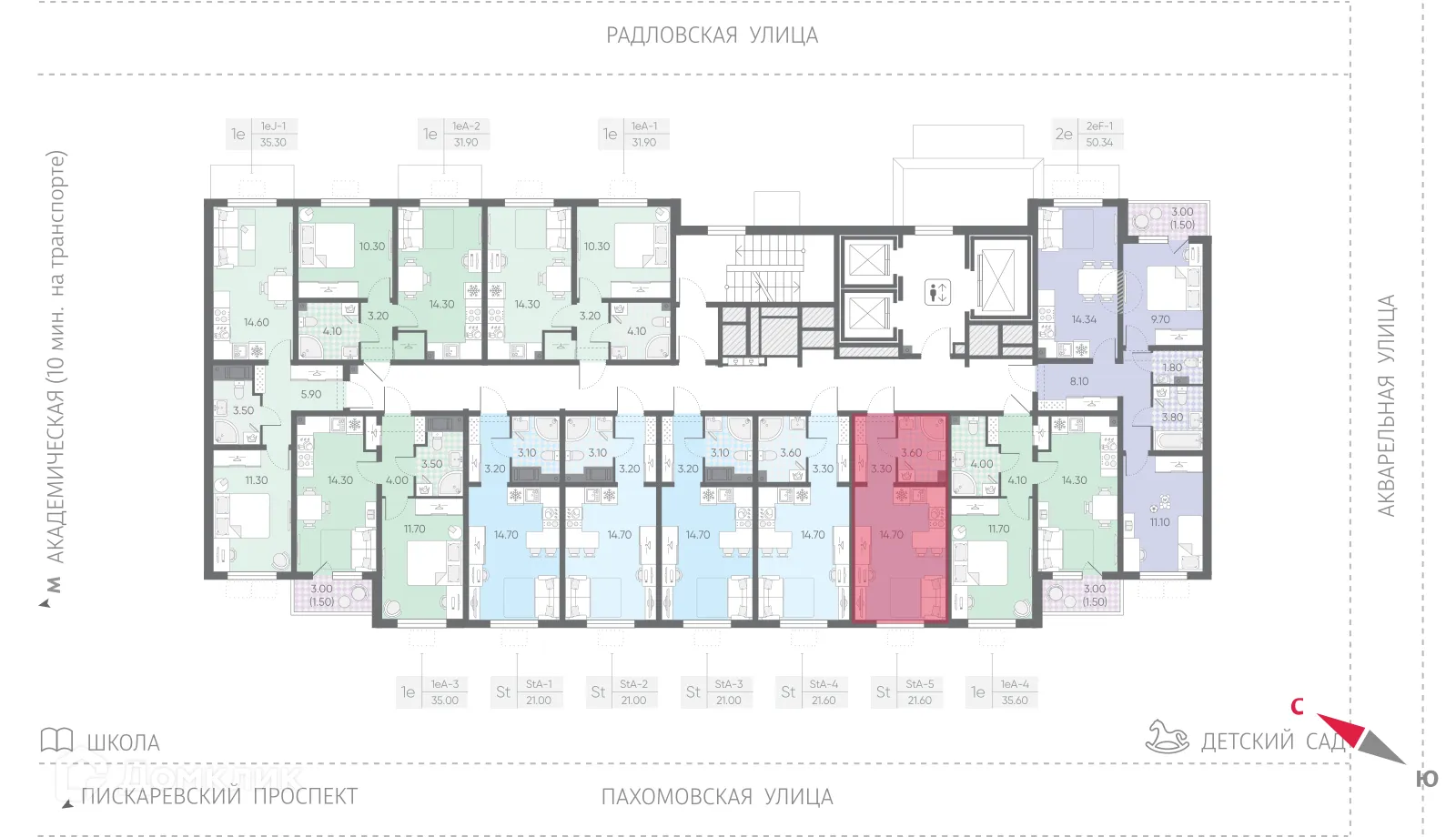 Планировка студии квартиры 21.6 м² в ЖК Ручьи, г. Санкт-Петербург — фото 2