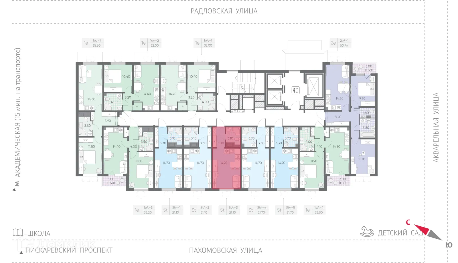 Планировка студии квартиры 21.1 м² в ЖК Ручьи, г. Санкт-Петербург — фото 2