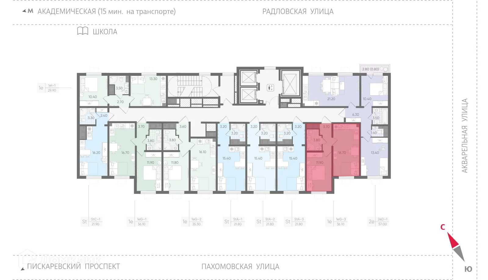 Планировка 1-комнатной квартиры 35.9 м² в ЖК Ручьи, г. Санкт-Петербург — фото 2