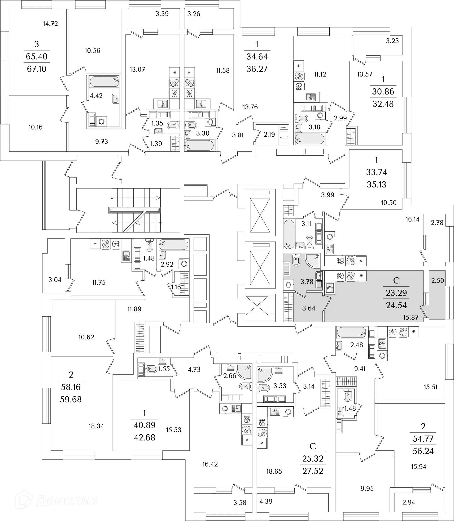Планировка студии квартиры 24.7 м² в ЖК БелАрт, г. Санкт-Петербург — фото 2