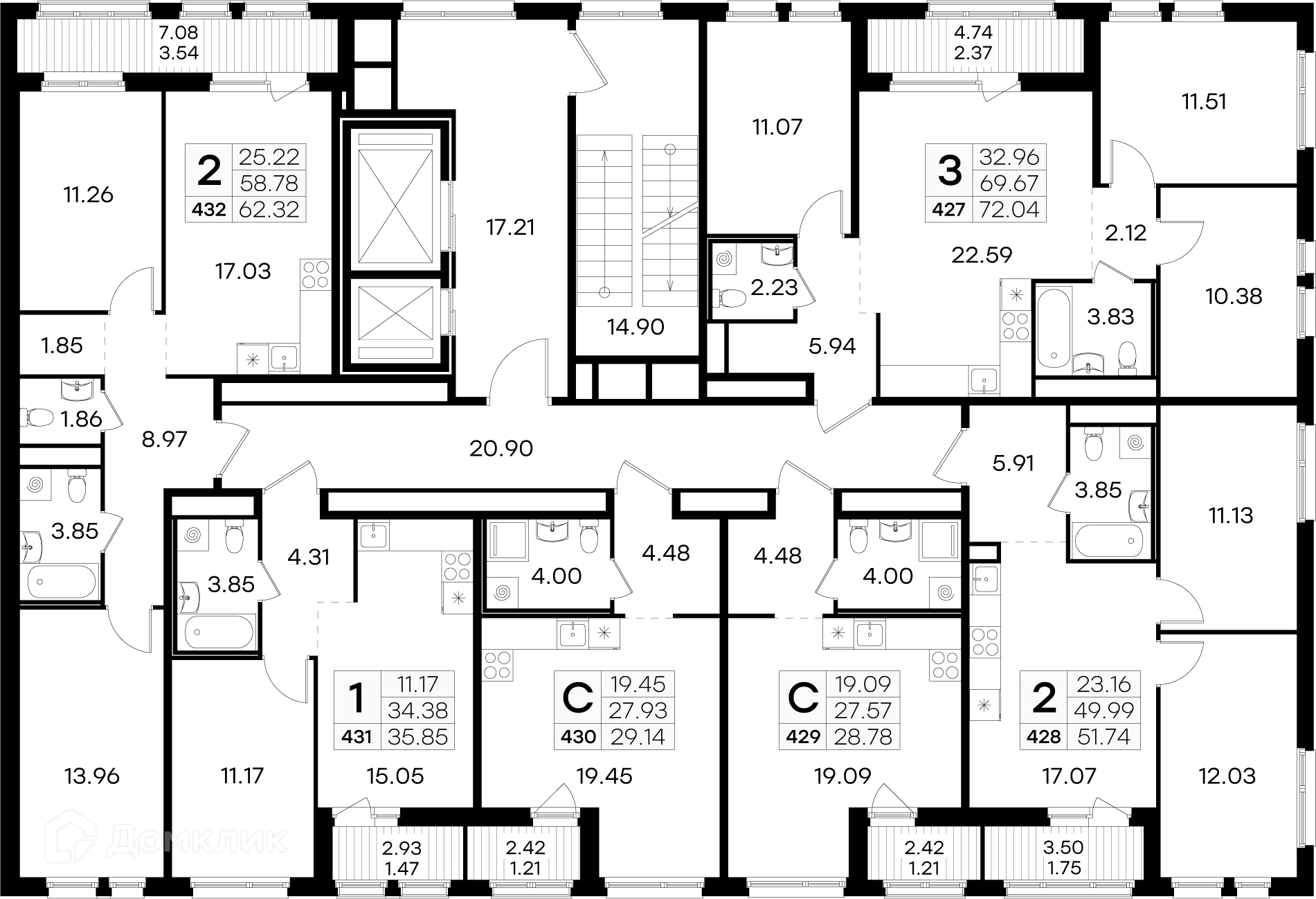Планировка 1-комнатной квартиры 35.85 м² в ЖК GloraX Парголово (Глоракс Парголово), г. Санкт-Петербург — фото 2