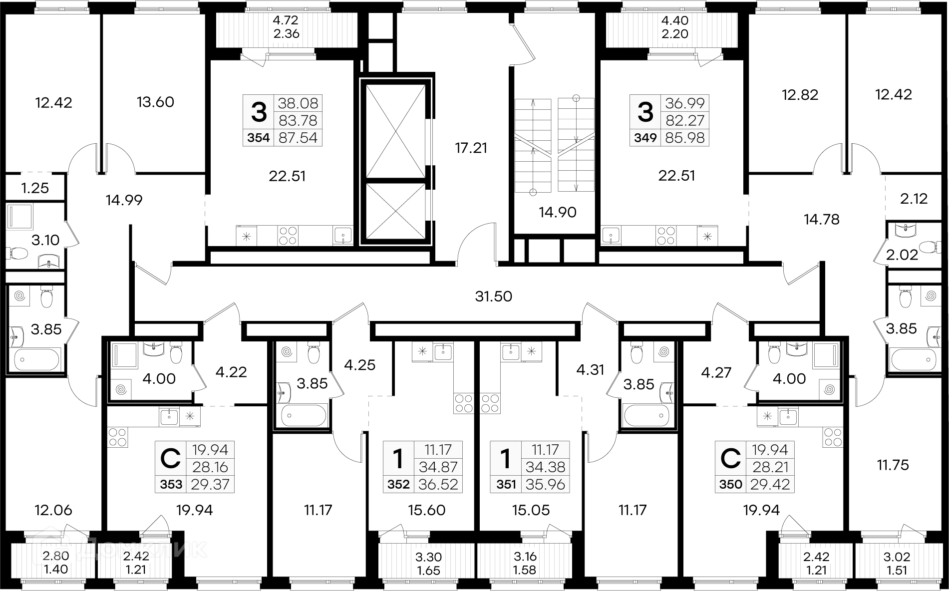 Планировка 1-комнатной квартиры 36.52 м² в ЖК GloraX Парголово (Глоракс Парголово), г. Санкт-Петербург — фото 2