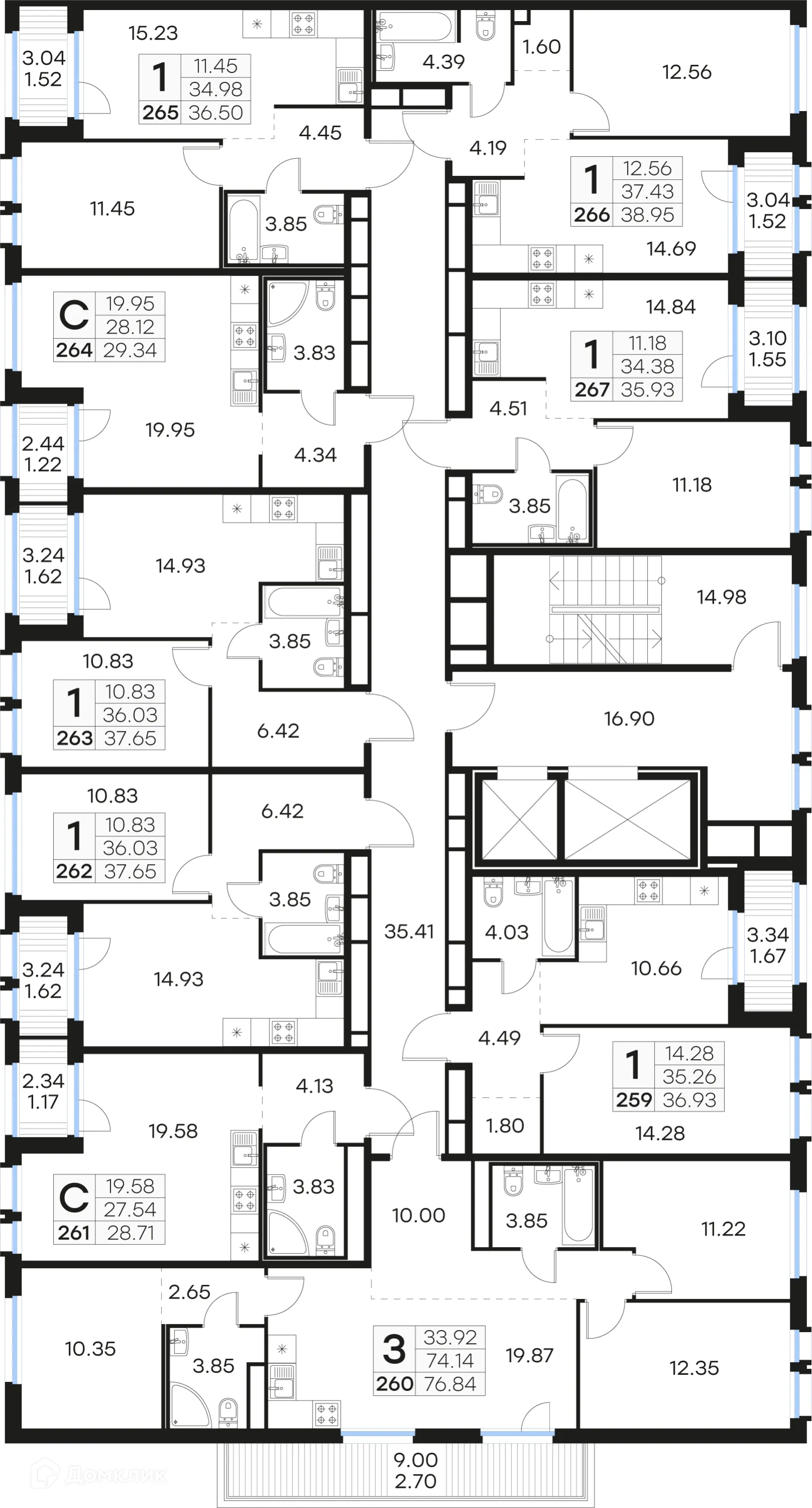 Планировка 1-комнатной квартиры 35.93 м² в ЖК GloraX Парголово (Глоракс Парголово), г. Санкт-Петербург — фото 2