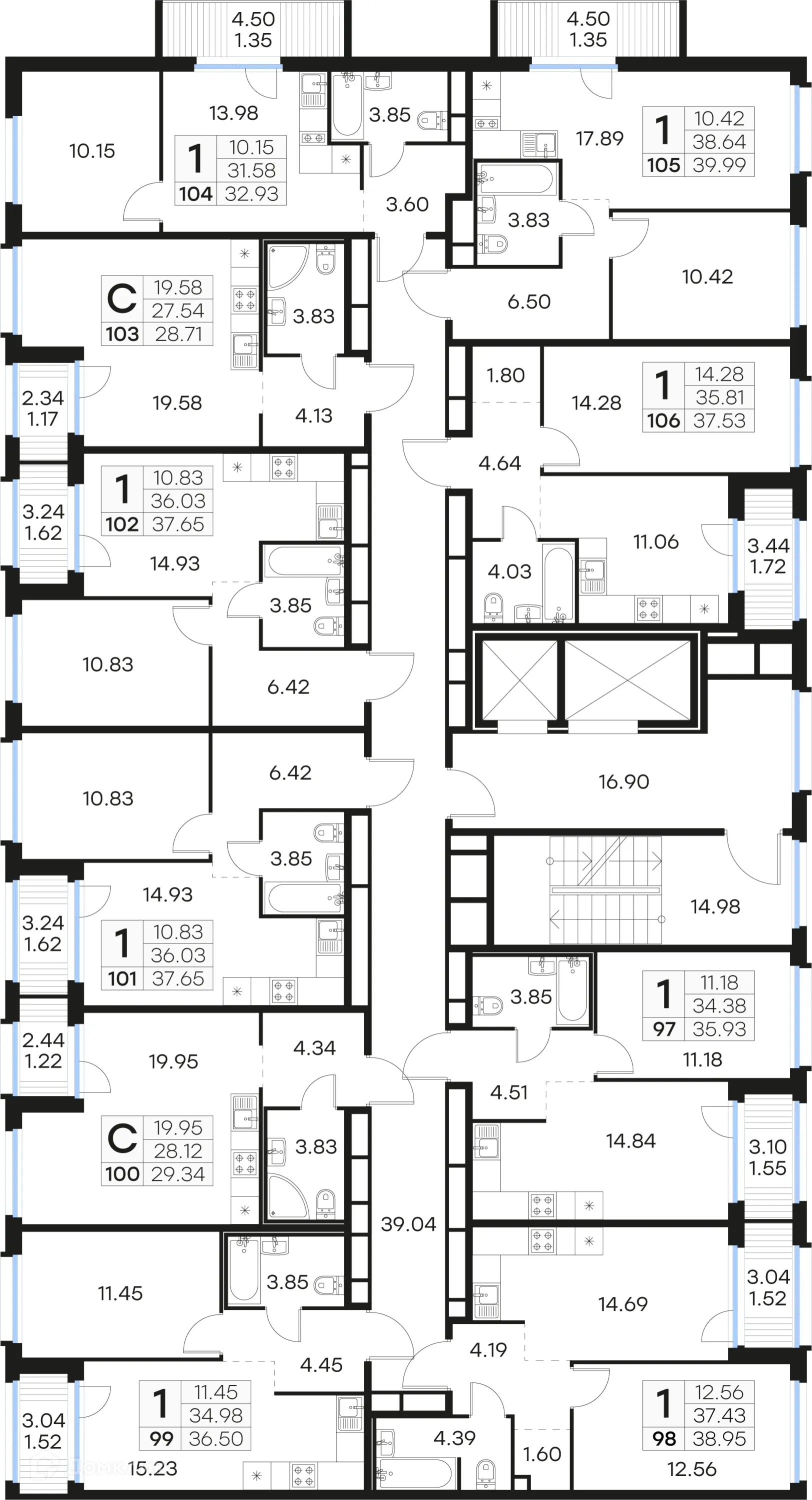 Планировка 1-комнатной квартиры 32.93 м² в ЖК GloraX Парголово (Глоракс Парголово), г. Санкт-Петербург — фото 2