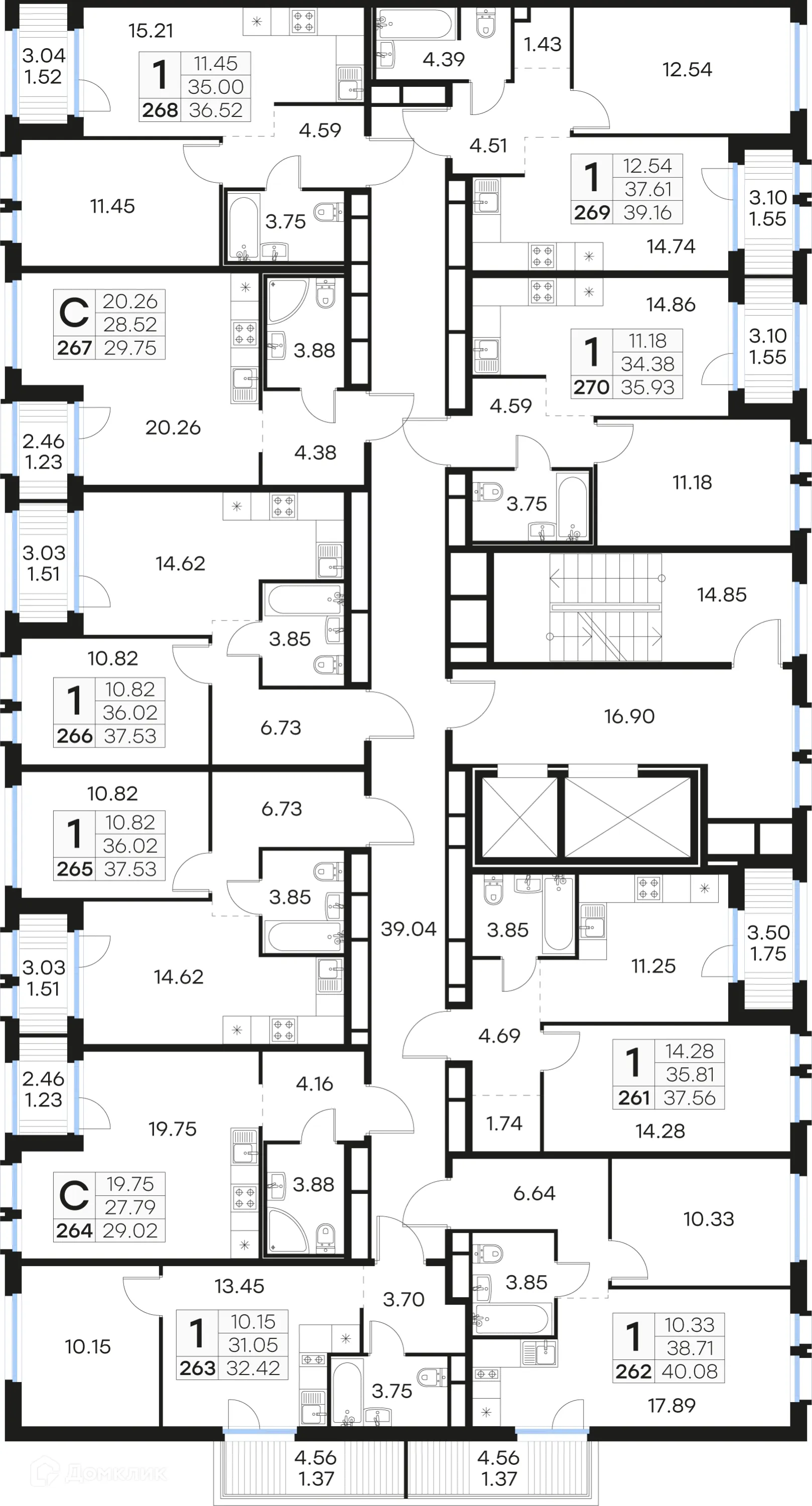 Планировка 1-комнатной квартиры 37.56 м² в ЖК GloraX Парголово (Глоракс Парголово), г. Санкт-Петербург — фото 2