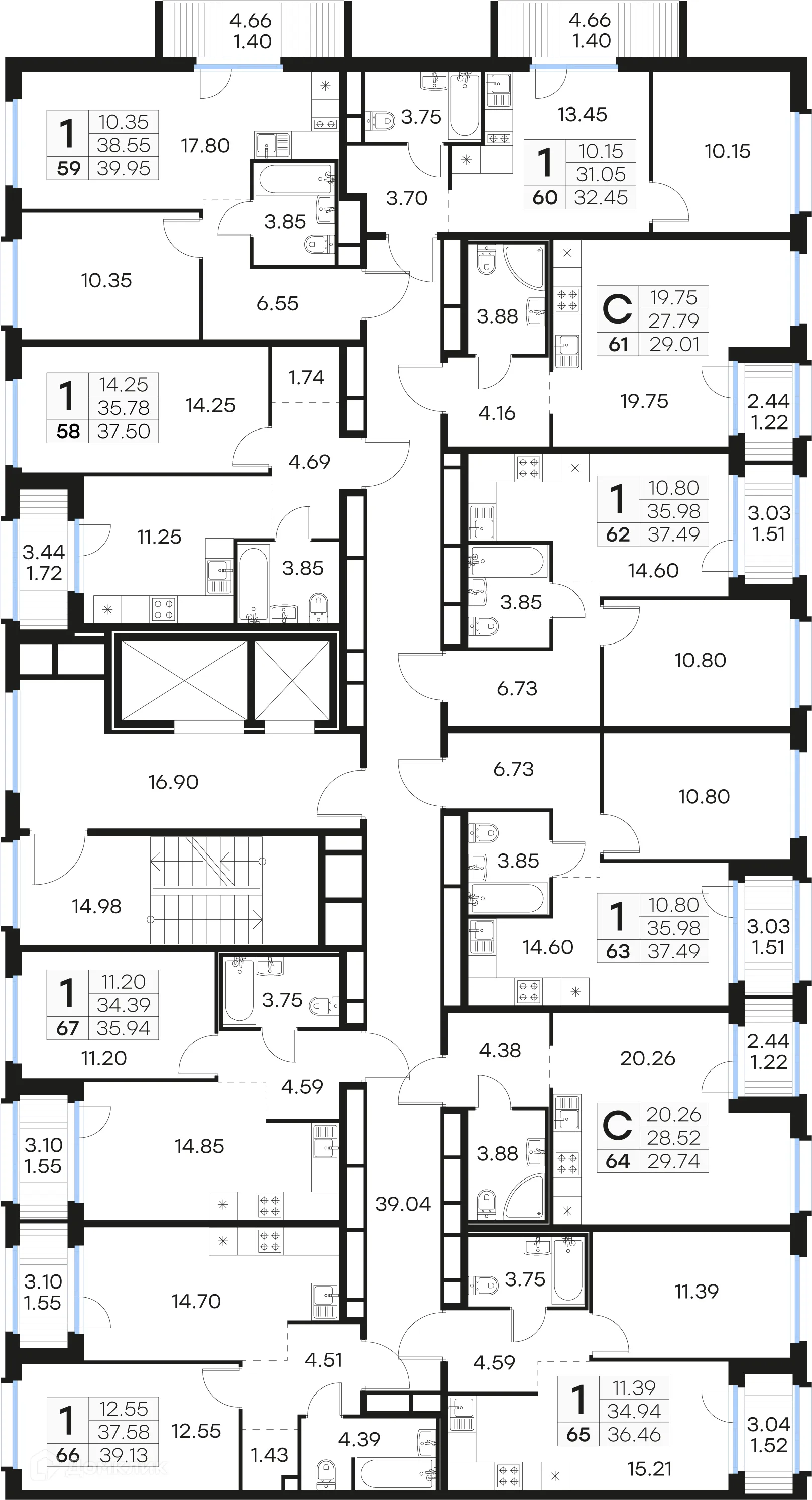 Планировка 1-комнатной квартиры 32.45 м² в ЖК GloraX Парголово (Глоракс Парголово), г. Санкт-Петербург — фото 2