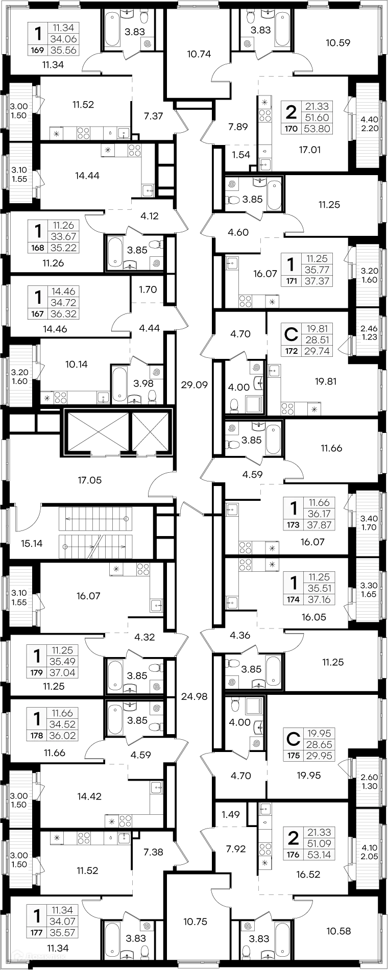 Планировка 1-комнатной квартиры 35.57 м² в ЖК GloraX Парголово (Глоракс Парголово), г. Санкт-Петербург — фото 2