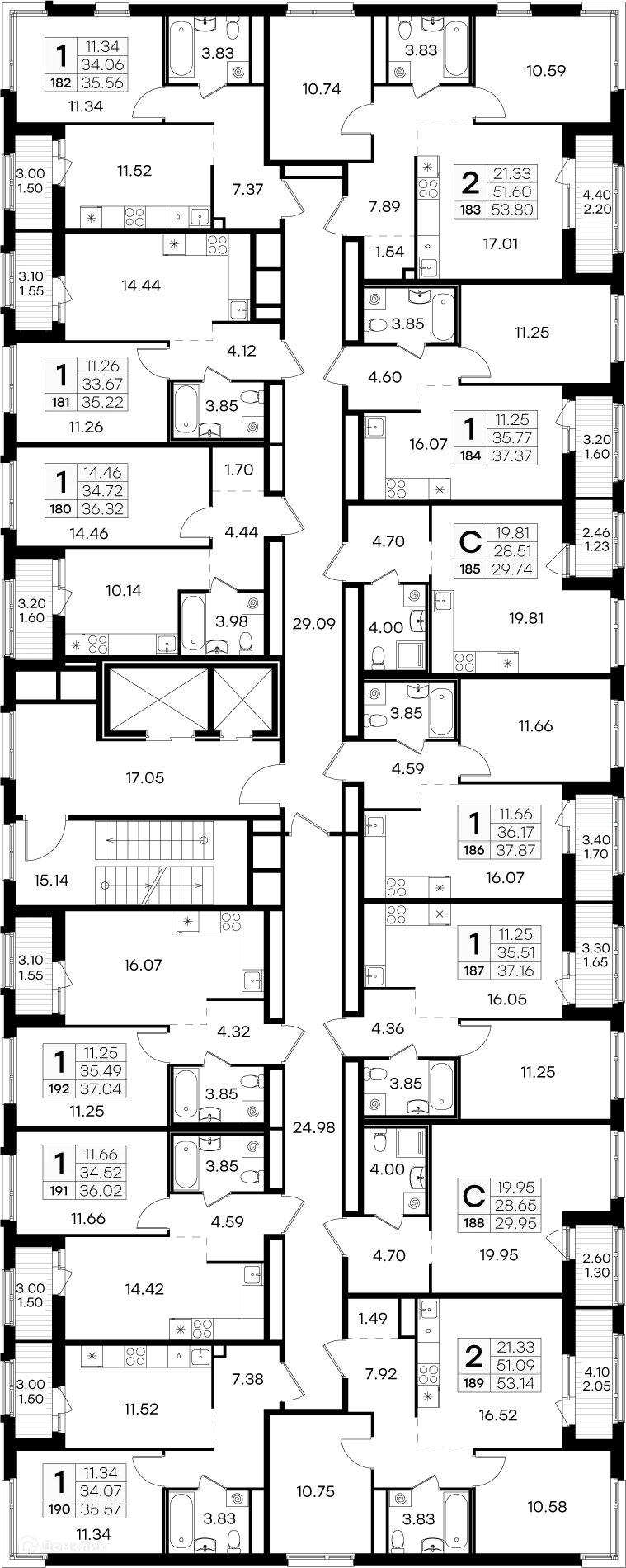 Планировка 1-комнатной квартиры 37.04 м² в ЖК GloraX Парголово (Глоракс Парголово), г. Санкт-Петербург — фото 2
