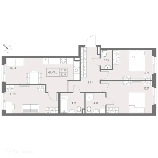 3 комн. в ЖК "ZOOM на Неве"