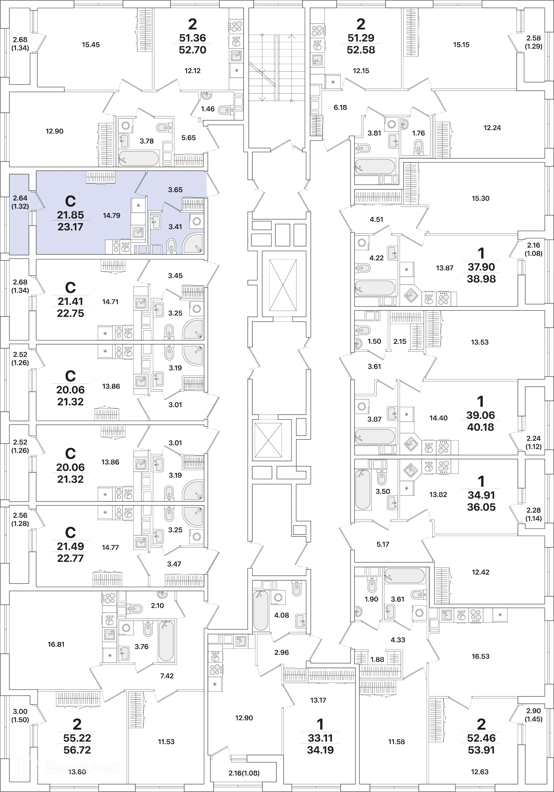 Планировка студии квартиры 23.3 м² в ЖК Академик, г. Санкт-Петербург — фото 5