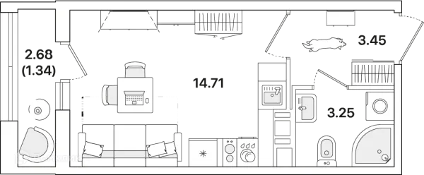 Планировка Студия в ЖК Академик