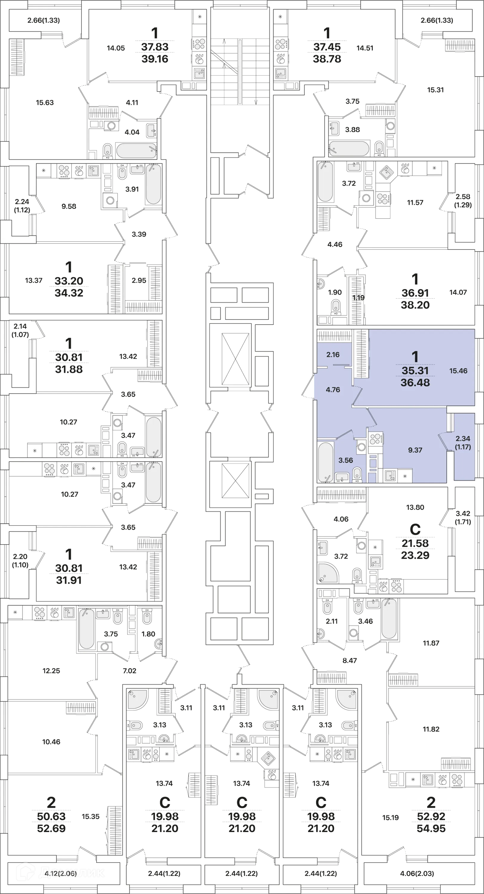 Планировка 1-комнатной квартиры 36.5 м² в ЖК Академик, г. Санкт-Петербург — фото 2