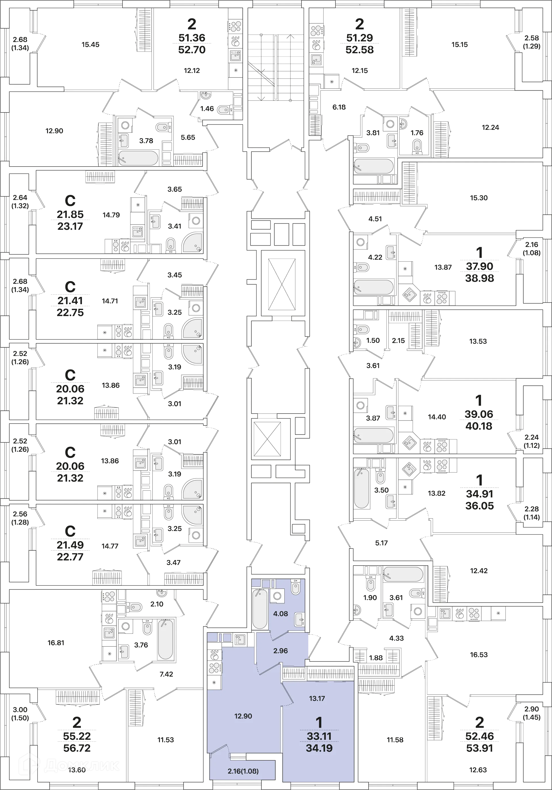 Планировка 1-комнатной квартиры 34.2 м² в ЖК Академик, г. Санкт-Петербург — фото 2