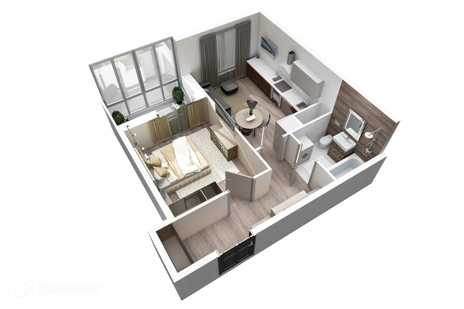 Планировка 1-комнатной квартиры 37.74 м² в ЖК Новикола, г. Санкт-Петербург — фото 1