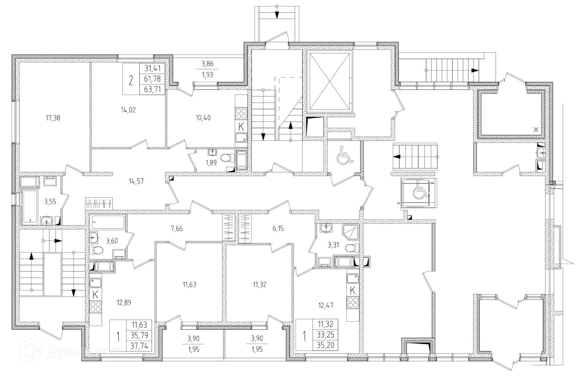Планировка 1-комнатной квартиры 37.74 м² в ЖК Новикола, г. Санкт-Петербург — фото 26