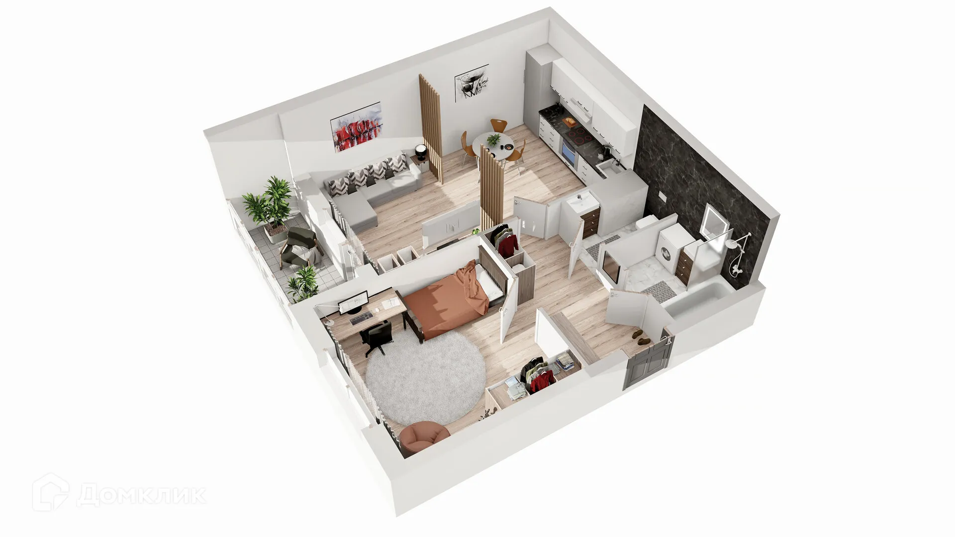 Планировка 2-комнатной квартиры 53.01 м² в ЖК Новикола, г. Санкт-Петербург — фото 4