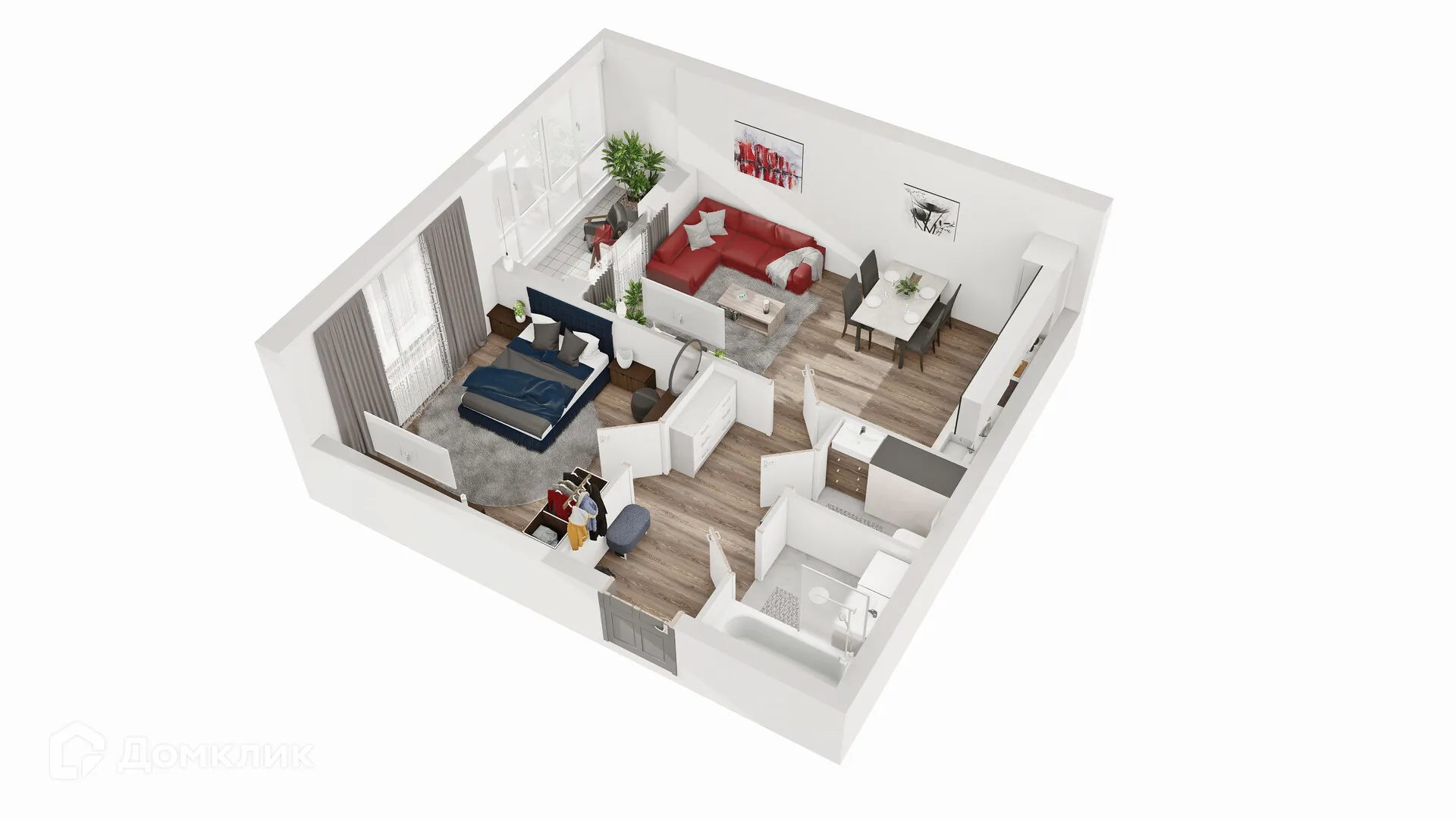 Планировка 2-комнатной квартиры 53.01 м² в ЖК Новикола, г. Санкт-Петербург — фото 5