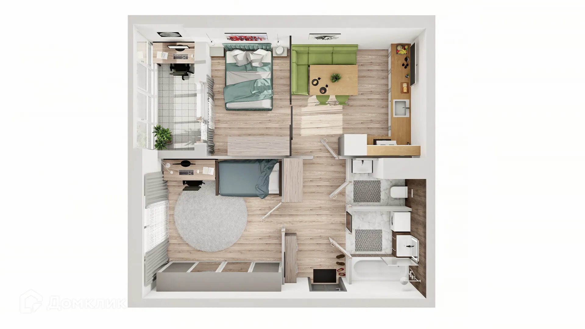 Планировка 2-комнатной квартиры 53.01 м² в ЖК Новикола, г. Санкт-Петербург — фото 7