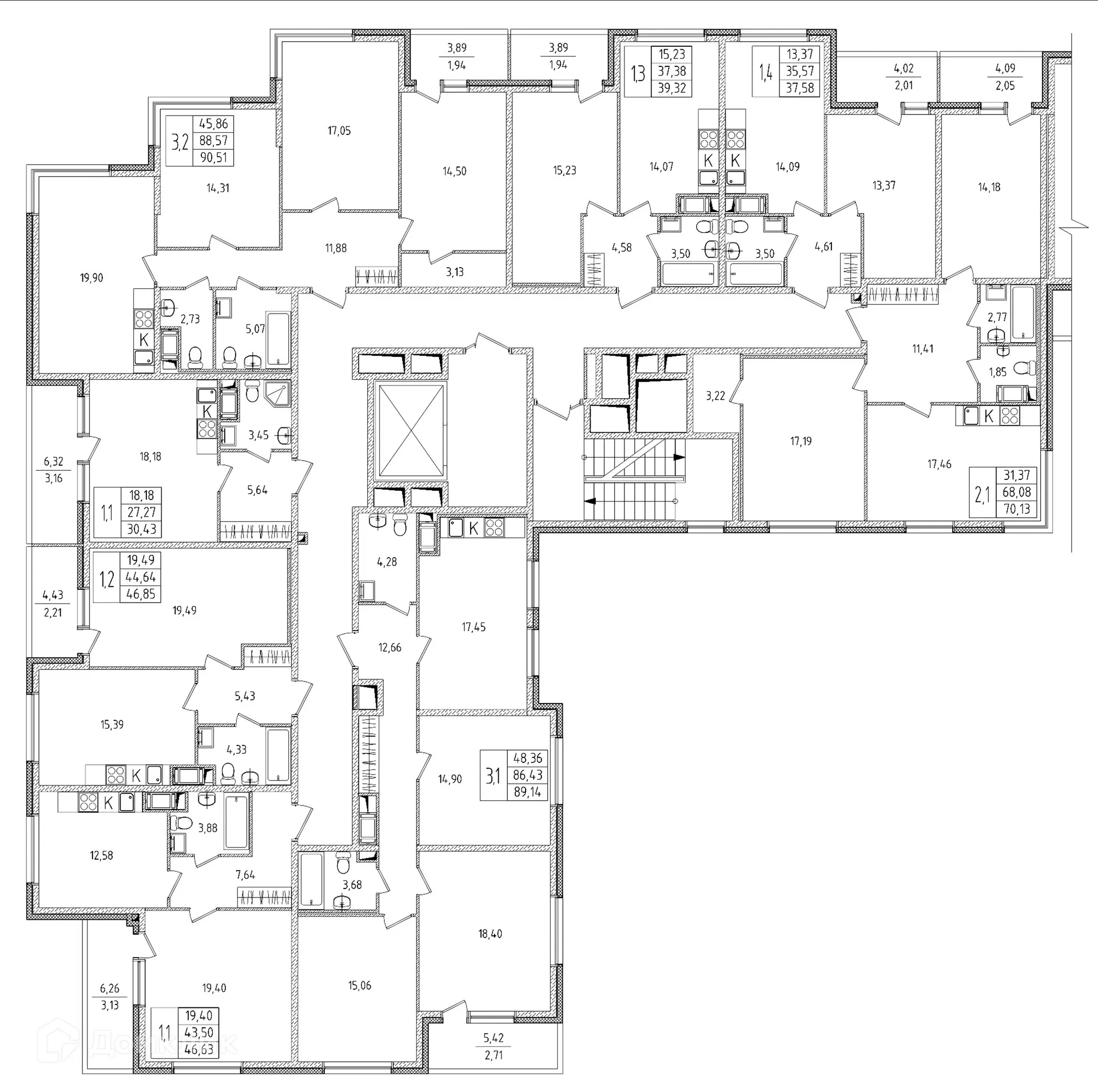 Планировка 1-комнатной квартиры 46.63 м² в ЖК Новикола, г. Санкт-Петербург — фото 2