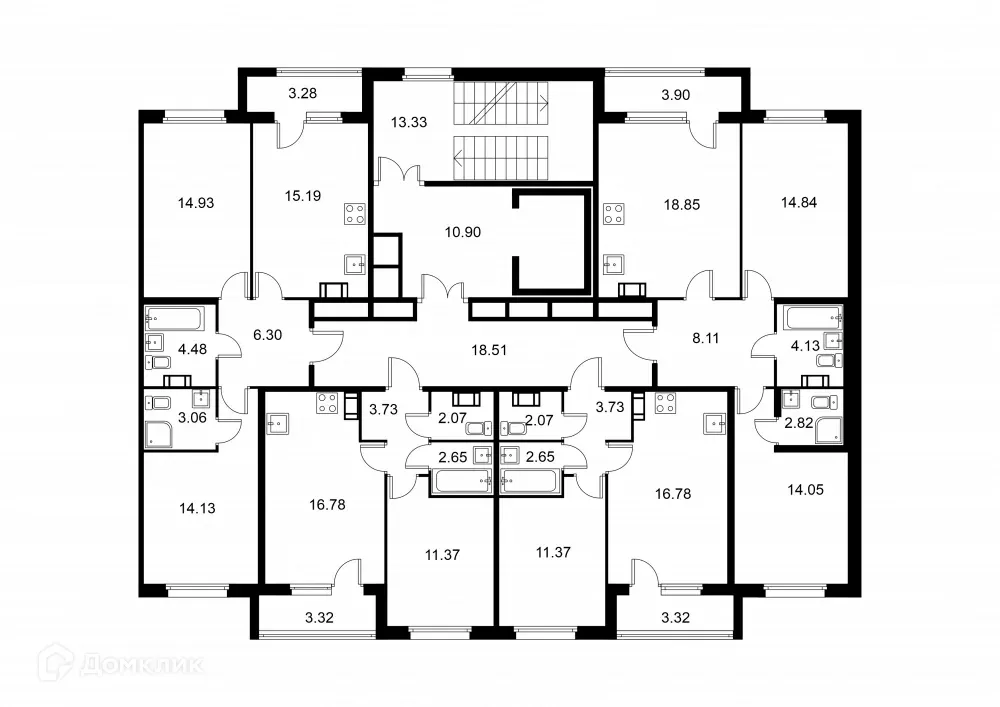 Планировка 1-комнатной квартиры 38.26 м² в ЖК Квартал Заречье, г. Санкт-Петербург — фото 2
