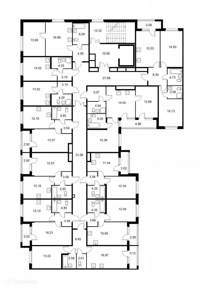 Планировка 2-комнатной квартиры 60.32 м² в ЖК Квартал Заречье, г. Санкт-Петербург — фото 2