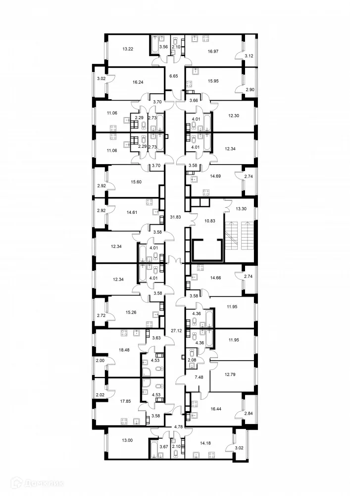 Планировка студии квартиры 26.97 м² в ЖК Квартал Заречье, г. Санкт-Петербург — фото 2
