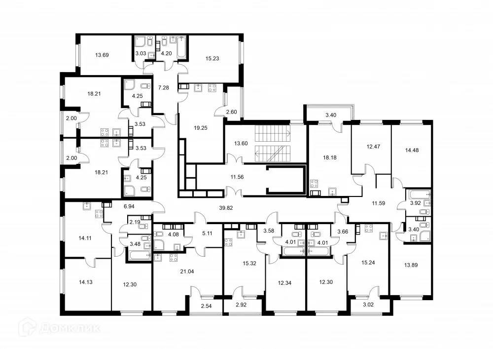 Планировка 2-комнатной квартиры 53.15 м² в ЖК Квартал Заречье, г. Санкт-Петербург — фото 2