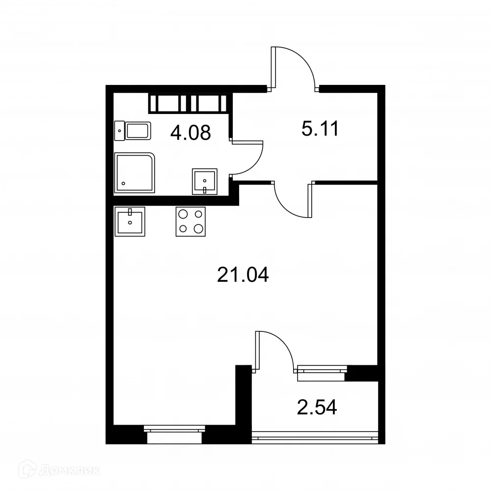 Планировка студии квартиры 31.5 м² в ЖК Квартал Заречье, г. Санкт-Петербург — фото 1